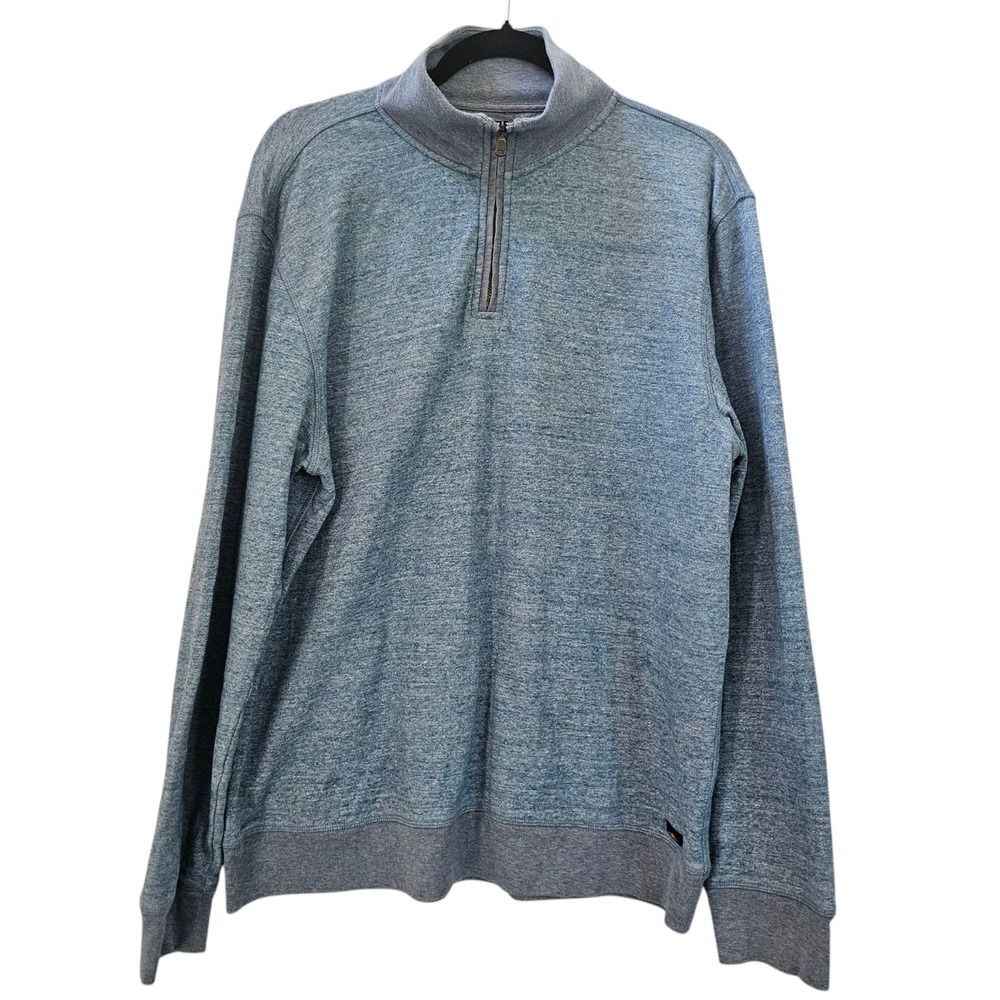 Faherty Sweater Men's XL Blue Heather Long Sleeve‎ Knit Pullover 1/4 Zip Casual